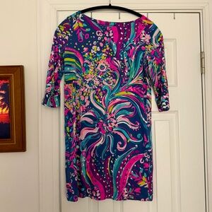 Lilly Pulitzer Girls Sophie Dress in Beautiful Navy Beach Loot
